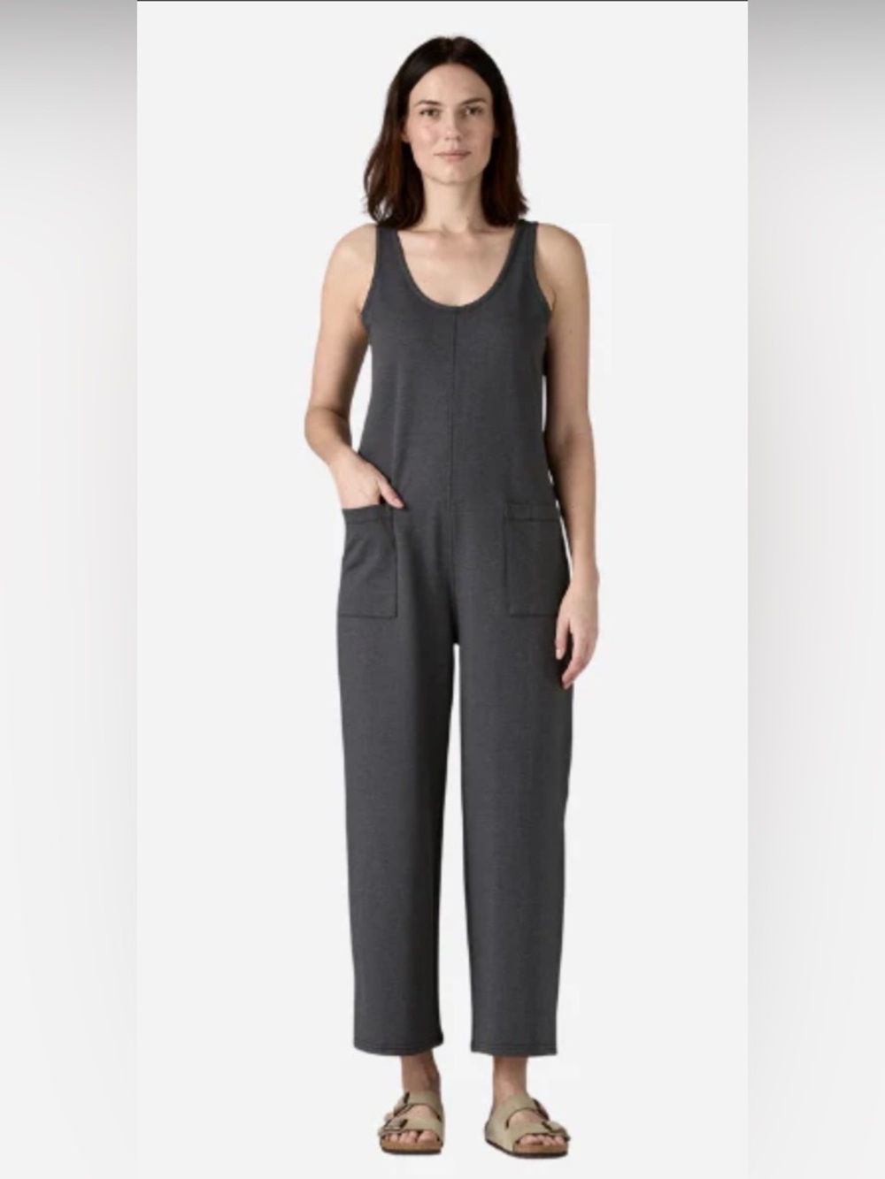 Patagonia Ahnya Charcoal Gray Sleeveless Wide-Leg Jumpsuit size small